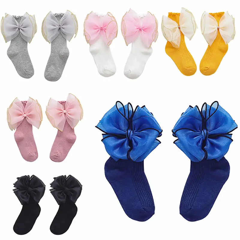 Носки для маленьких принцесс детские хлопковые носки из органзы с бабочками и