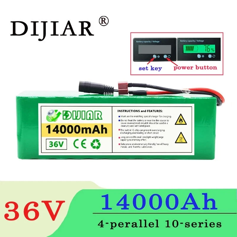 DiJiar 36V 14ah 10S 4P блок батарей электрического велосипеда 18650 литий-ионная батарея 500W