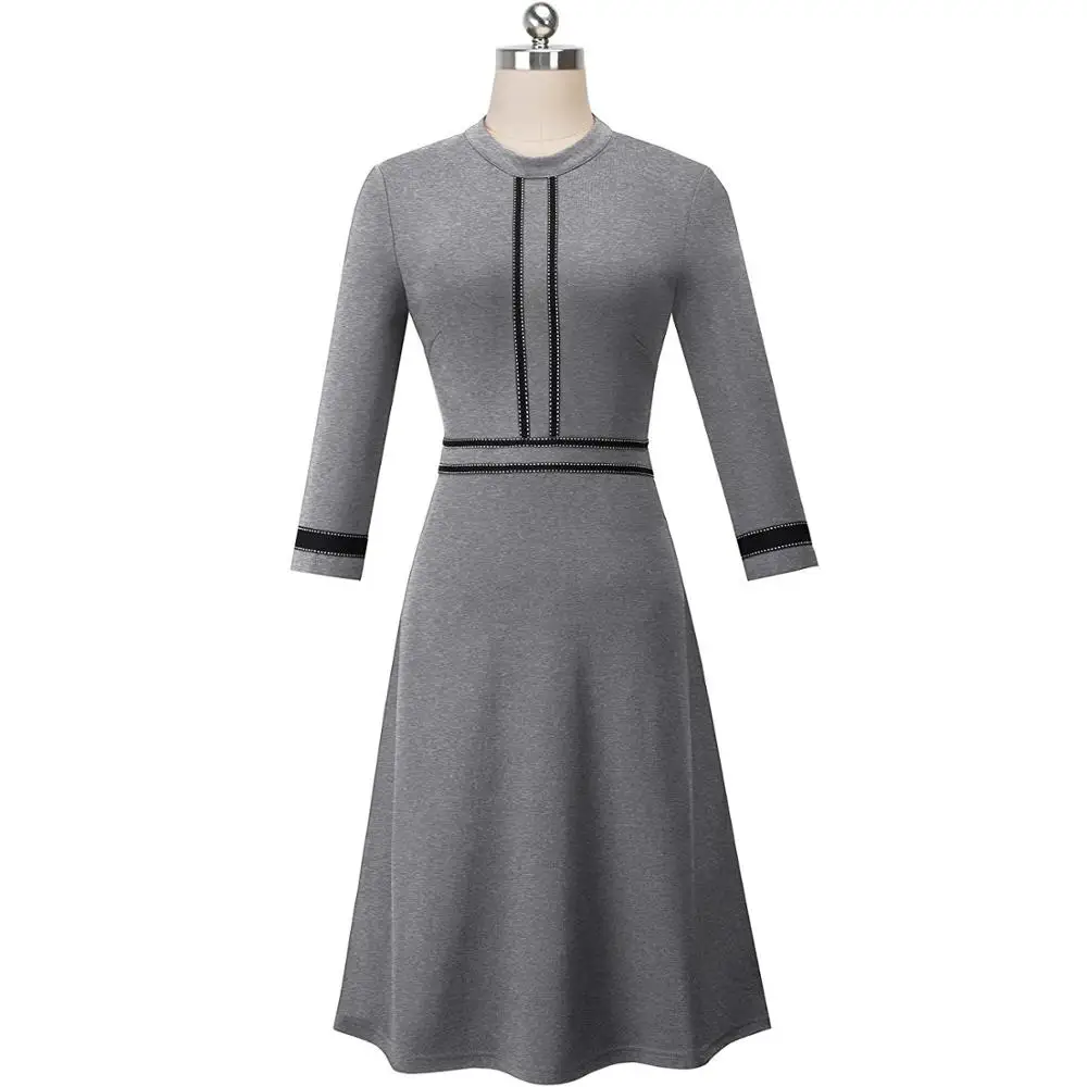 Женское платье трапеция с рукавом 3/4 приталенное Повседневное в стиле ретро