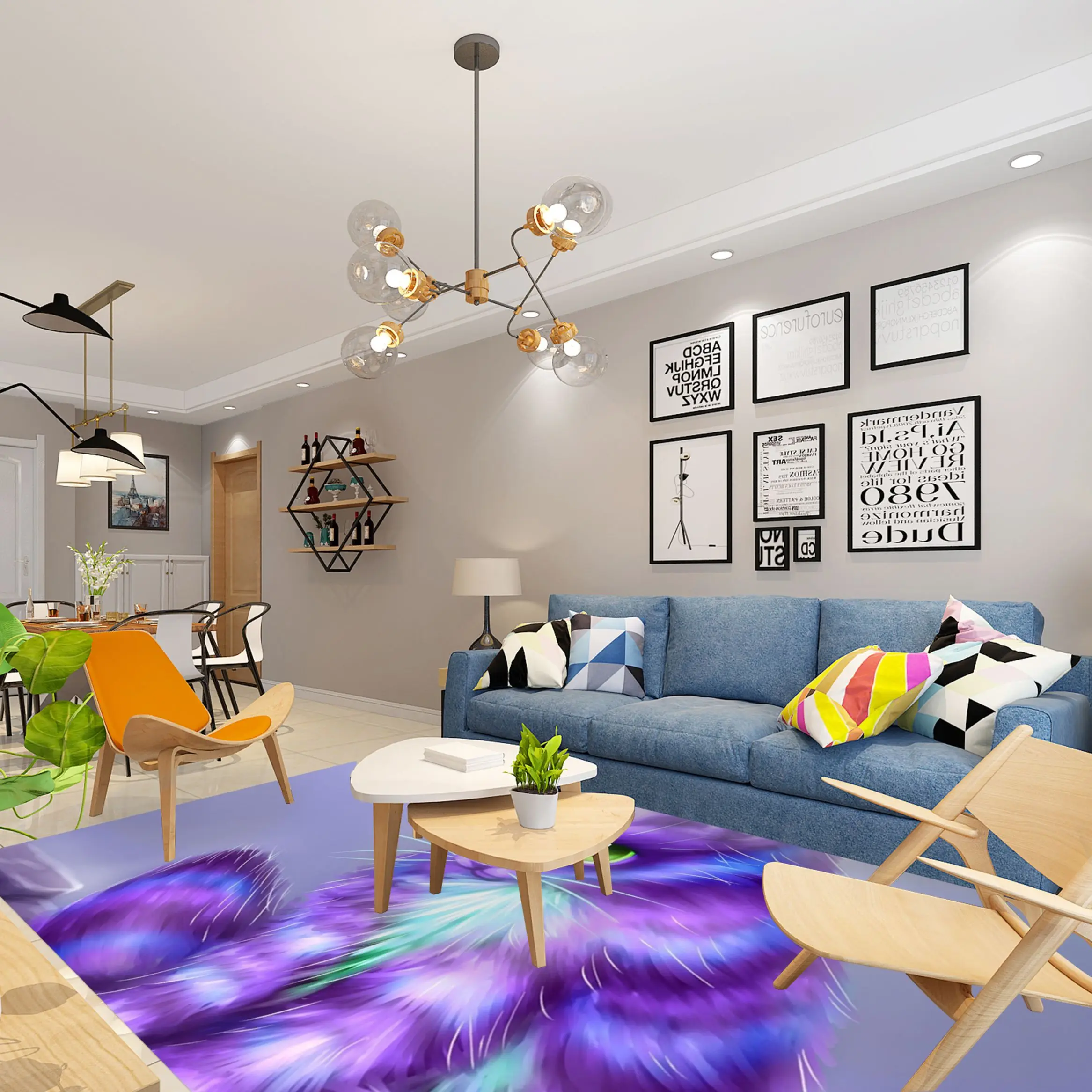 Мультяшные фиолетовые кошачьи коврики для дома гостиной спальни ванной коридора