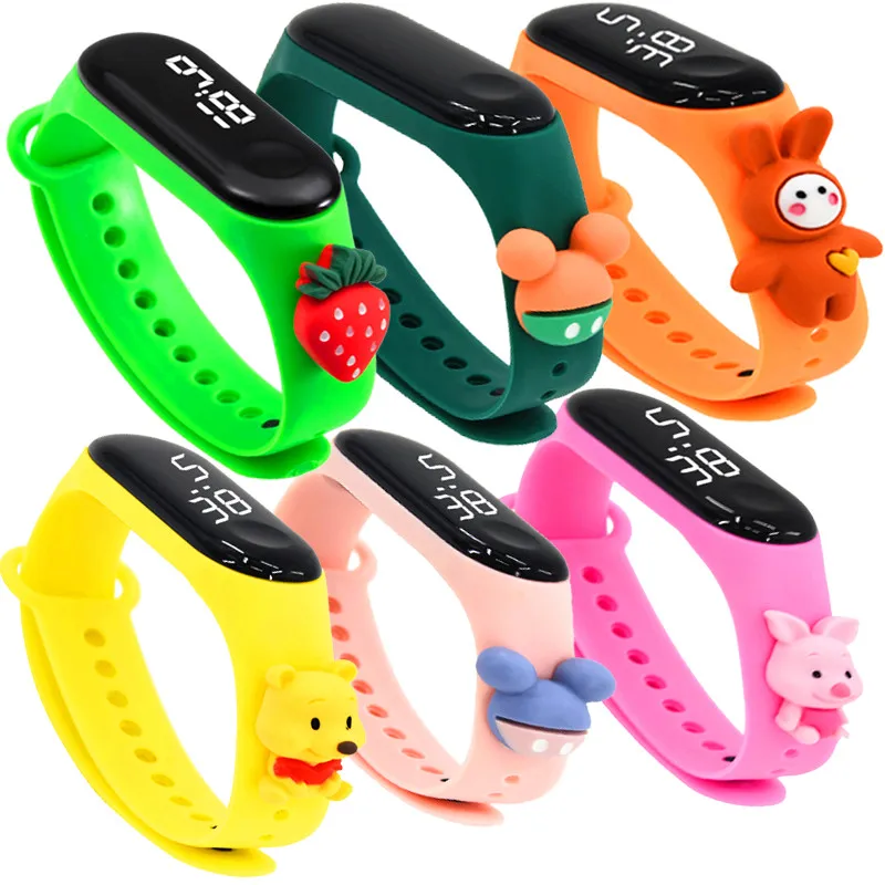 

16 Styles Cartoon Dolls 50m Waterproof Led Display Sports Student Children Watch Boy Girl Birthday Gift Clock Bracelet Kid Watch