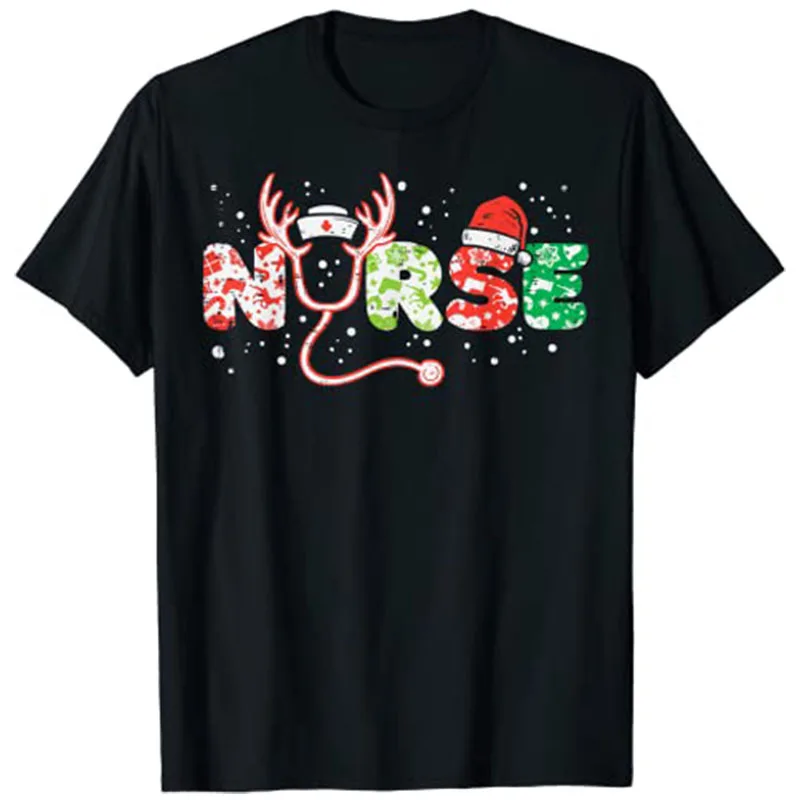 

Nurse Christmas Stethoscope Nurses Xmas Pajamas PJs Women T-Shirt