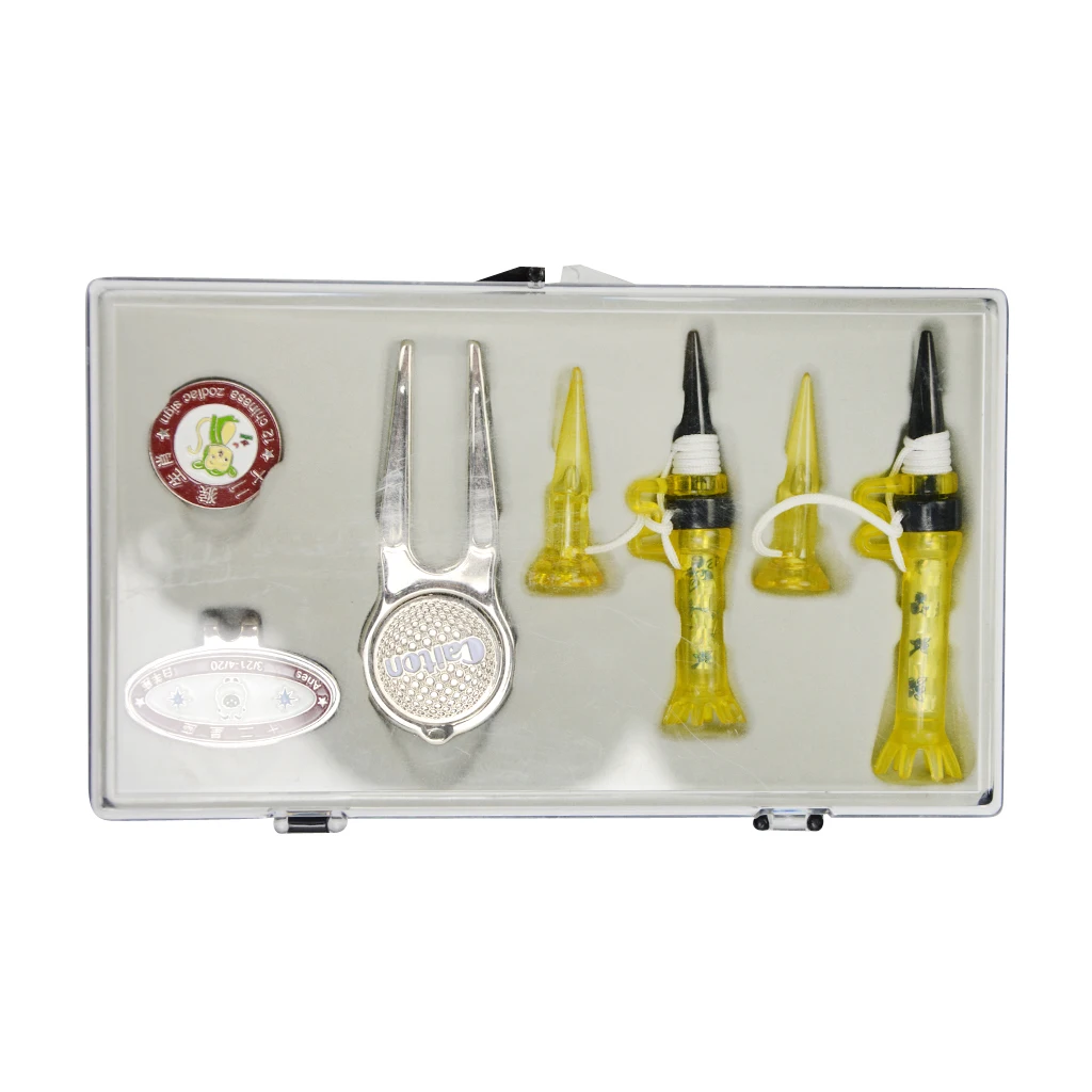 

Portable Golf Gift Box Magnet Tee, Divot Repair Tool, Hat Clip Ball Marker