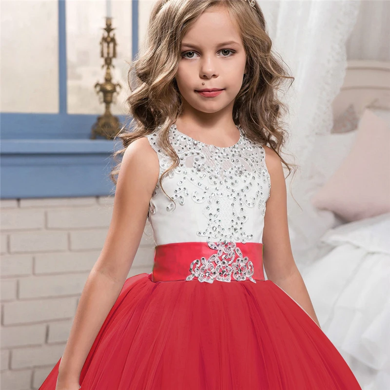 Girl Dress Bridesmaid Pageant Gown Kids Dresses For Girls Teenager 8 10 12 14 Years Wedding Party Lace Clothes | Детская одежда и