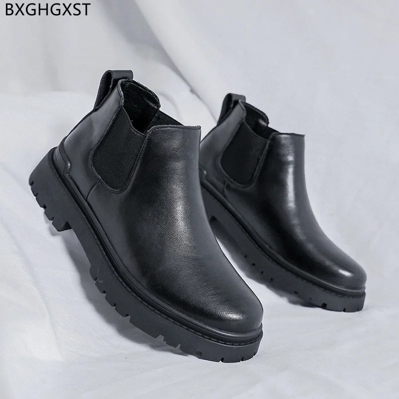 Fashion Leather Boots for Men Male 2023 Black Chelsea Boots Men Ankle Boots Man Luxury Designer Men Casual Shoes Chaussure Homme