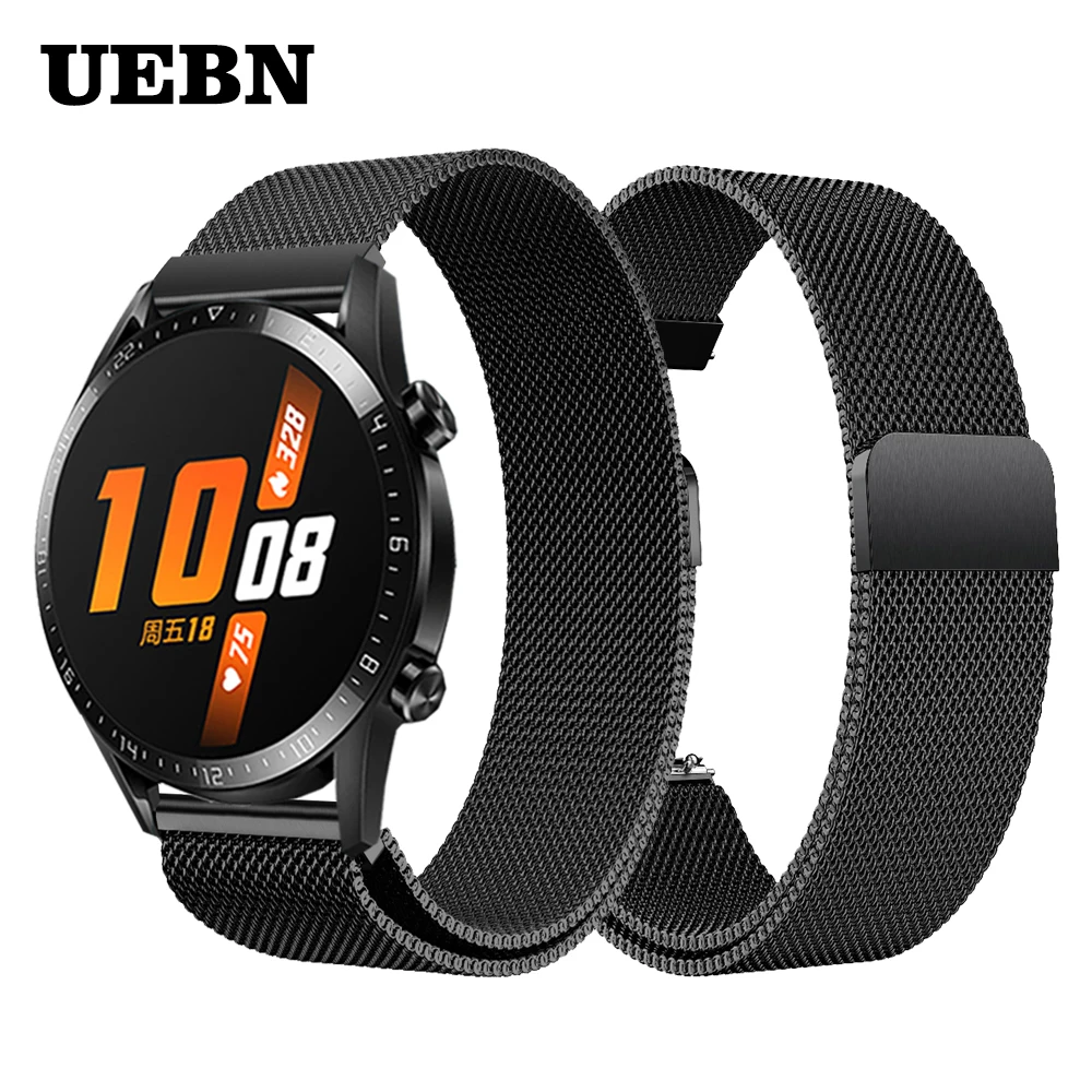 UEBN 20 мм 22 мм Миланская петля сменный ремешок для HUAWEI WATCH GT 2 46 мм 42 мм ремешок HONOR Magic GT Active 2 Ремешки для наручных часов