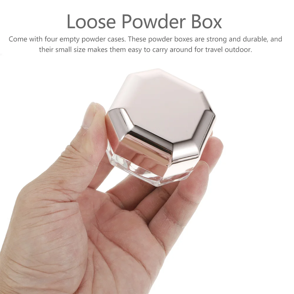 

4pcs Octagonal Makeup Loose Powder Boxes Portable Empty Containers (Rose Gold)