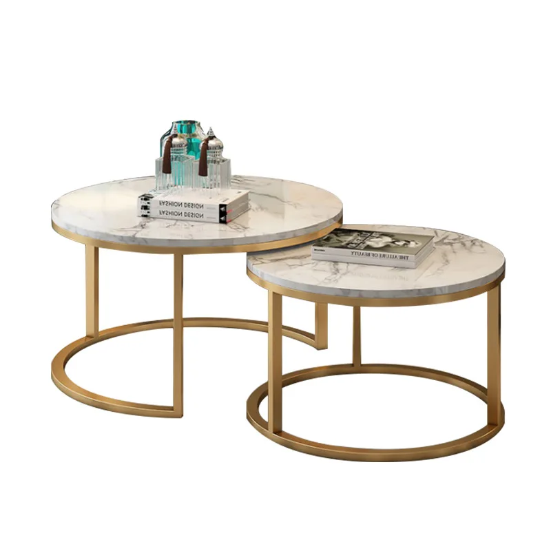 

Popular Modern 100% Marble Round Coffee Table for Living Room 2 in 1 Combination Tea Table