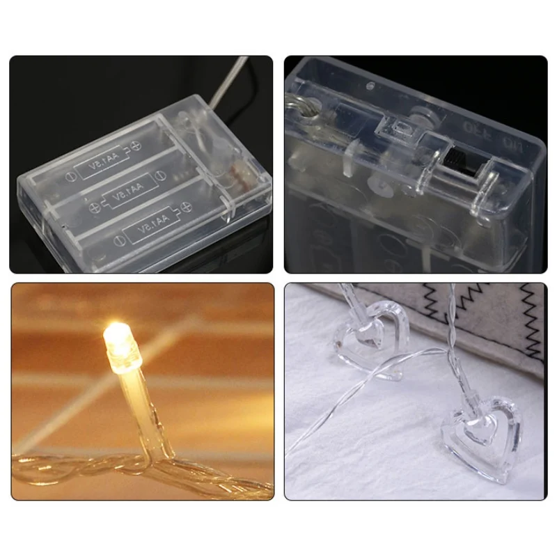 50 светодиодов Батарея приведенный в действие прозрачный форме сердца