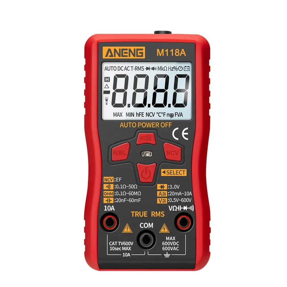 

M118A Backlight Digital Multimeter Non Contact Stable LCD Display Measurment Tool ABS Battery Powered Smart Auto Range
