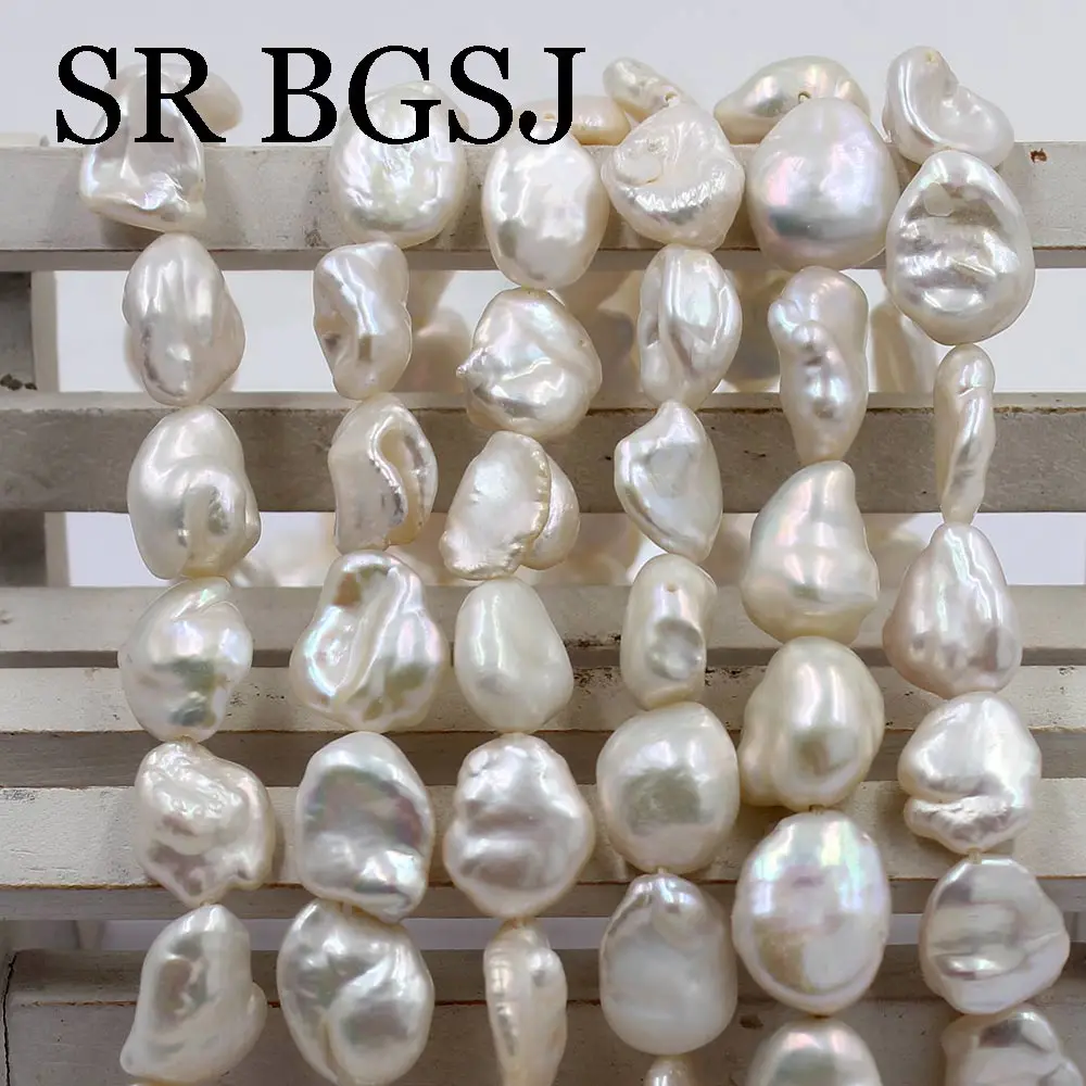 

Free Shipping 10x12mm Wholesale Baroque Edsion White Freshwater Pearl Beads Strand 15inch