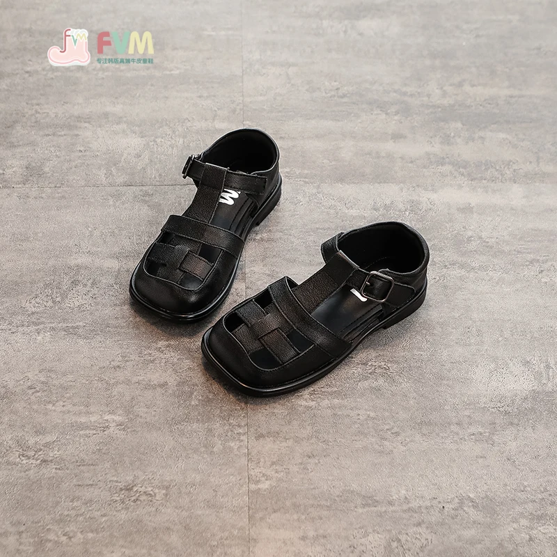 

Сандалии летние для девочек, босоножки с мягкой подошвой, закрытый носок, для маленьких принцесс, для детей среднего и большого возраста