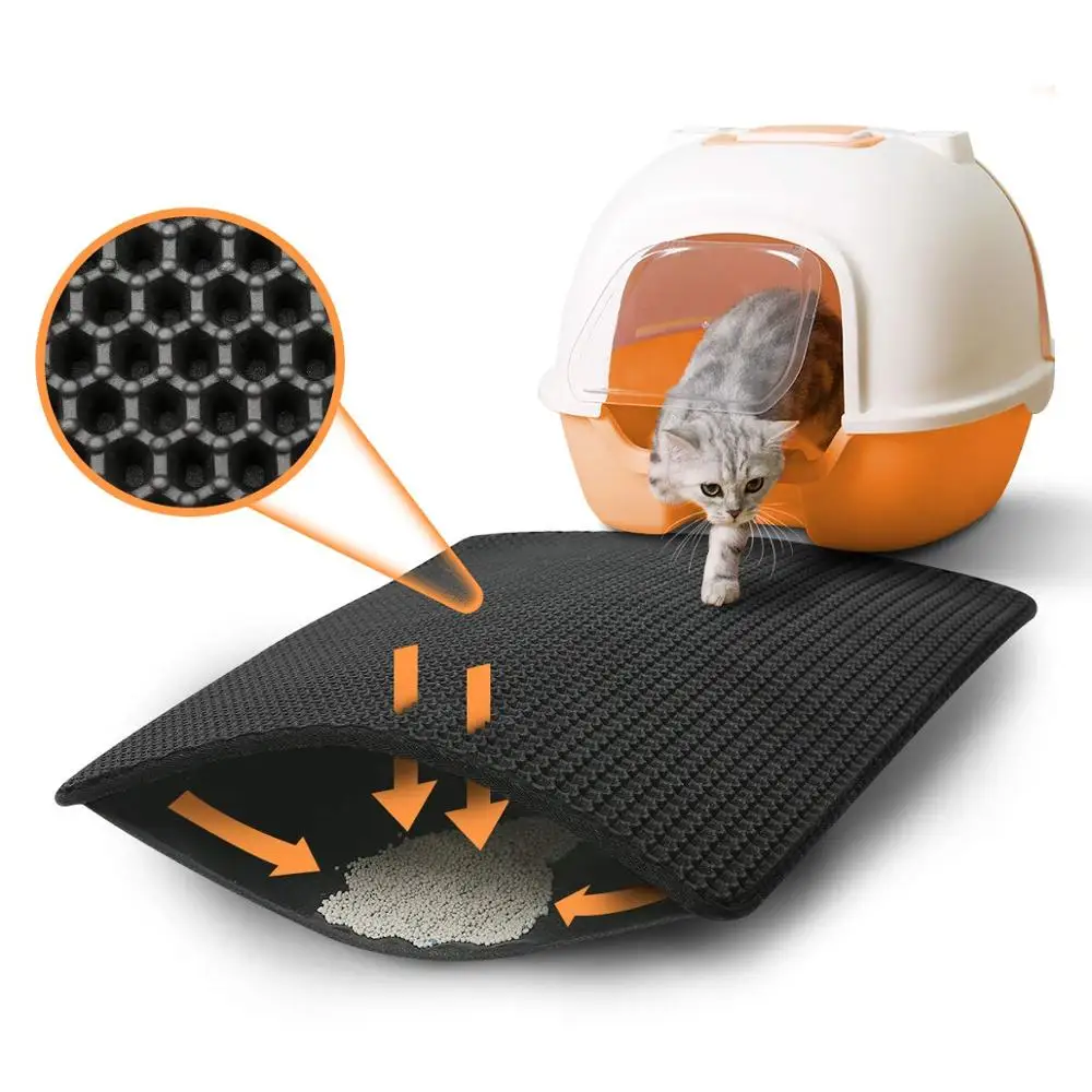 Большой размер кошачий коврик для туалета Двухслойный дизайн водонепроницаемый