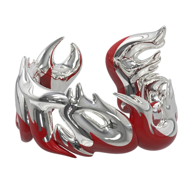 

Fourtry KVK Joint-Name Flame Ring Personalized Fashion Style 925 Silver Ring Trendy Partner