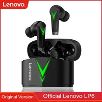 original lenovo lp6 wireless earbuds tws game earphone bluetooth 5 0 low latency headset with mic stereo sound sport headphone