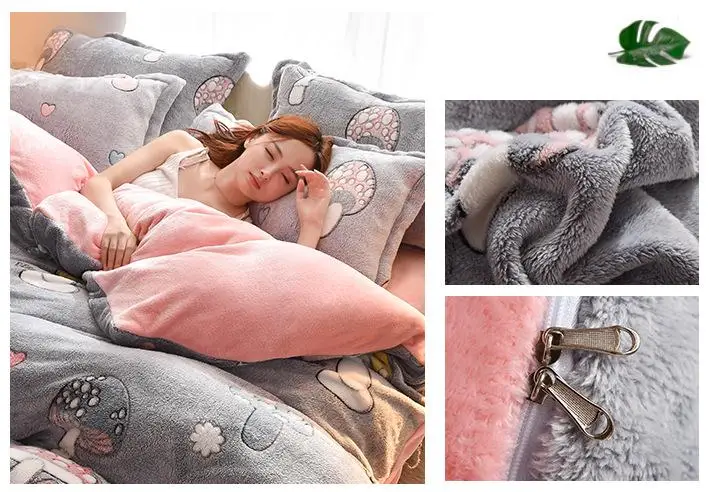 Winter Flannel Fleece duvet cover single Comforter cover Home textile 1pc cartoon Solid warm quilt cover Velvet bedcover