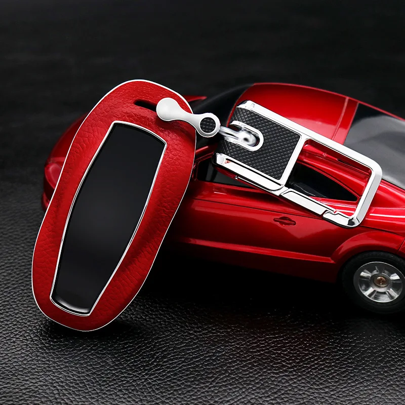 Верхний слой кожа + ABS чехол для дистанционного ключа от машины автомобильный Tesla