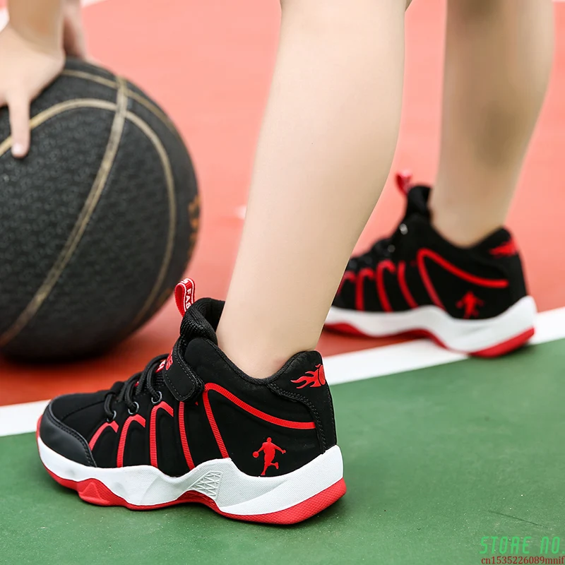 

2021 New Style Children's Basketball Shoes For Boys Girls Outdoor Sport Shoes PU Leather Kids Sneakers Trainers