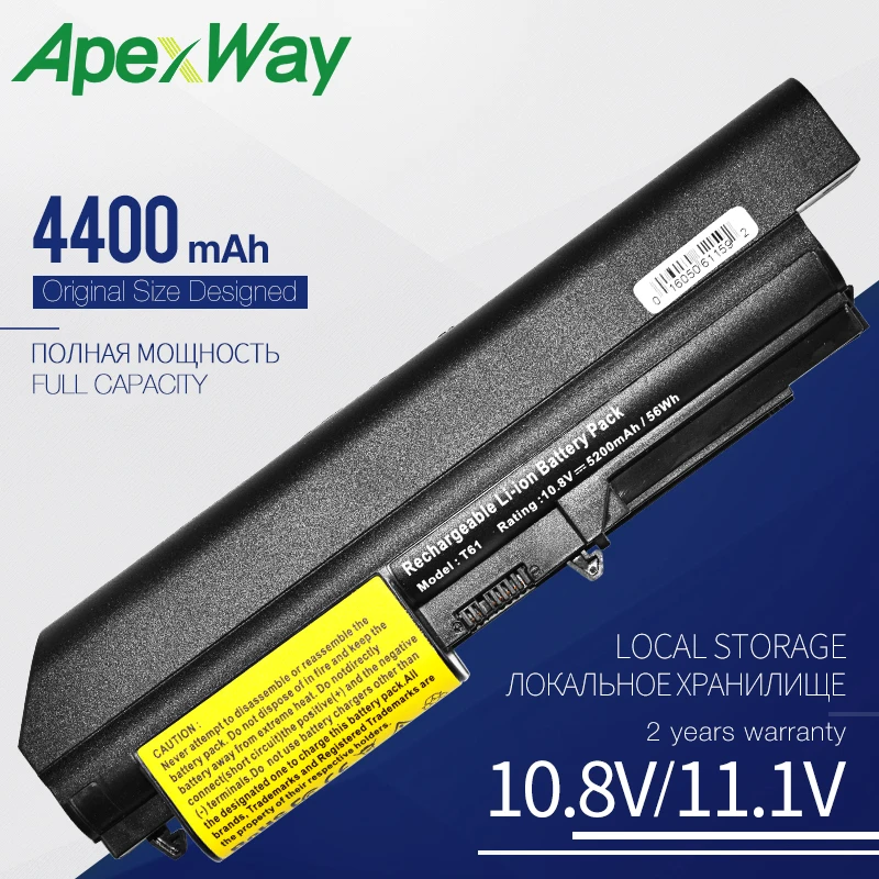 Аккумулятор Apexway 10 8 В для ноутбука Lenovo Thinkpad R400 R61 T400 T61 Series 41U3196 ASM 42T5226 2T5228 FRU 42T4552