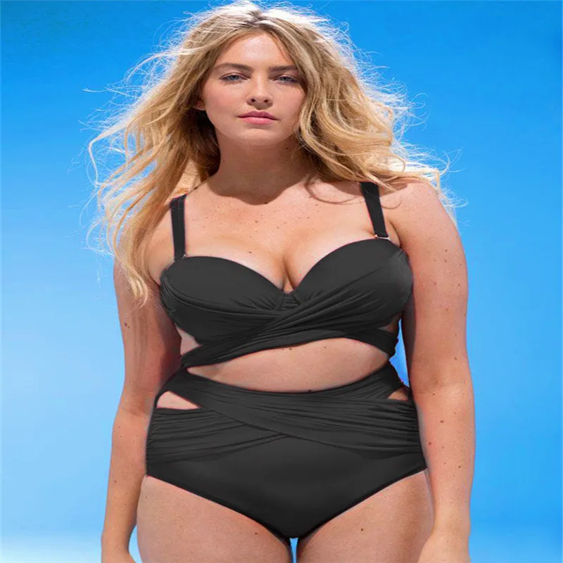 

Summer large size women's sexy bikini plus fat large steel toned high waist cover belly to show thin body swimsuit girl