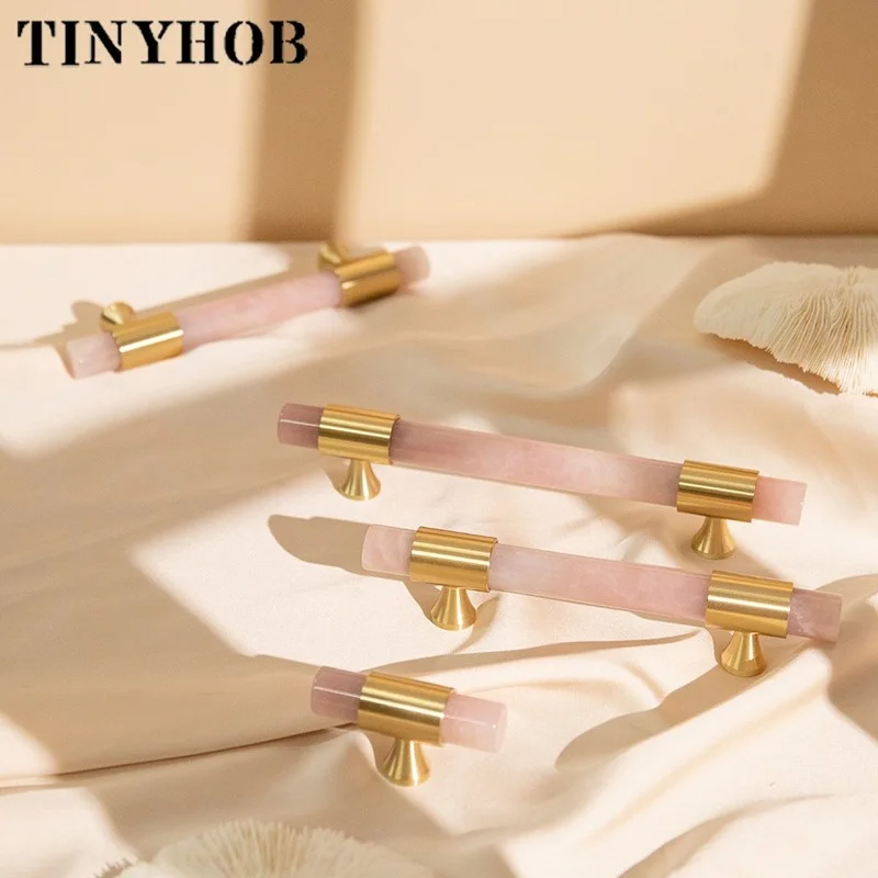 Натуральный камень + латунные ручки европейские Т образные выдвижной ящик