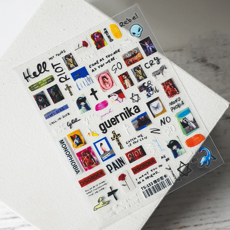 

1 шт. картина маслом иллюстрация дизайн 3D клейкая наклейка для ногтей 5D мягкие рельефные наклейки для ногтей оптовая продажа Прямая поставк...