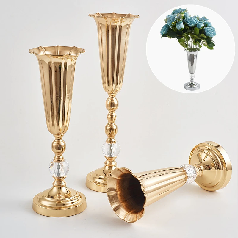 Металлические цветы вазы свадебный реквизит подсвечник позолоченный Железный