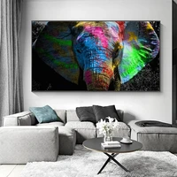 colorful elephant canvas paintings on the wall posters and prints graffiti art african animals pictures living room decoration