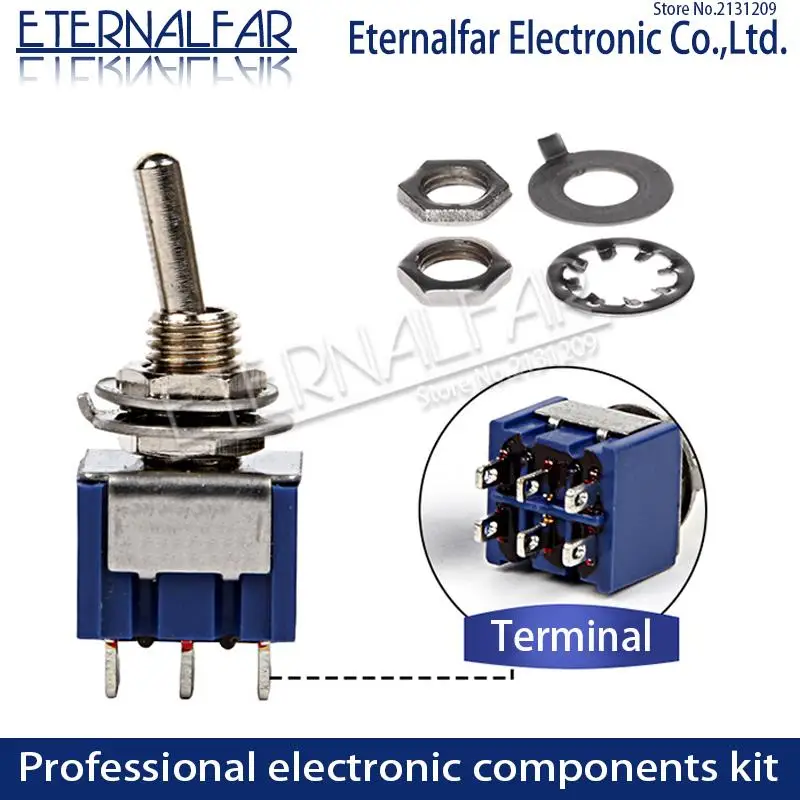 Тумблер SPDT 3A 6A125V AC MTS 102 Mini 3PIN ON Rocker Switch кнопка включения двигателя переключатель с