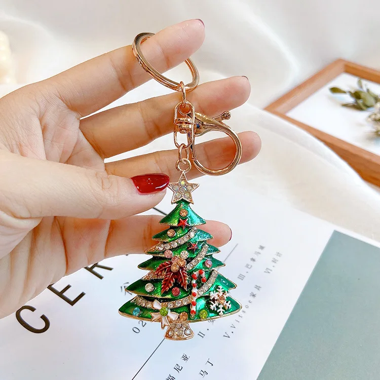 

New Christmas Gifts Creative Cute Christmas Tree Keychain Pendant Car Key Chain Ring Christmas Gift Bag Charm