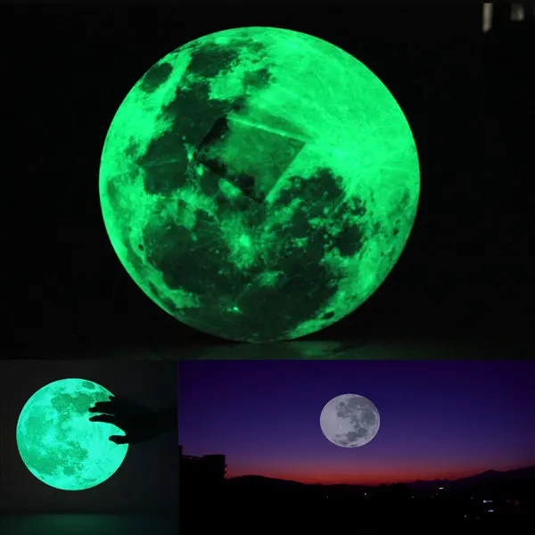 

30cm большой лунный свет стены Стикеры съемный светится в темноте Стикеры