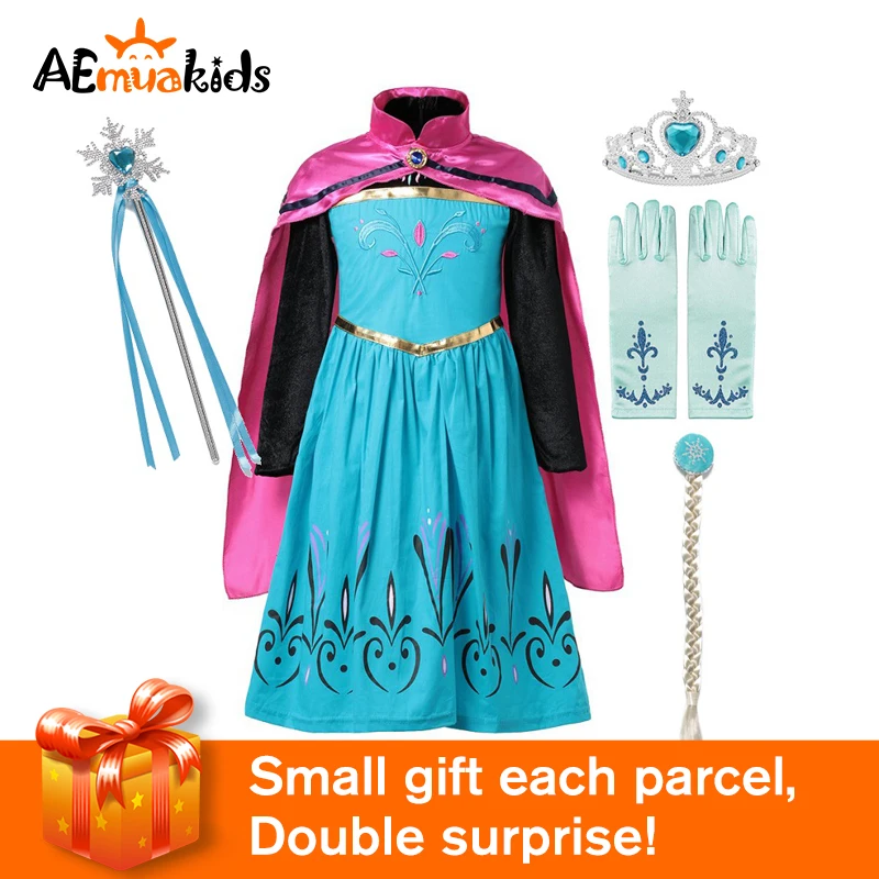 

Elsa Girls Princess Party Coronation Dress with Cape For Children Girl Kid Party Play Elsa Costume Birthday Fantasy