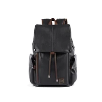 new mens black pu travel backpack leisure youth fashion computer backpack multi function travel tackpack with charging port