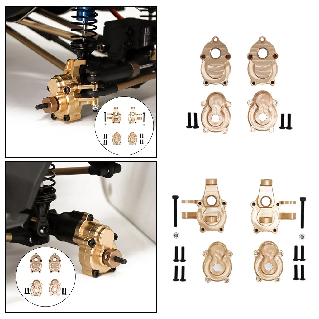 

RC Upgrade CNC Metal Brass Steering Hub Carrier Set Fit for 1/10 1/8 Scale RC Hobby Model Car Crawler Buggy Truck Accessories