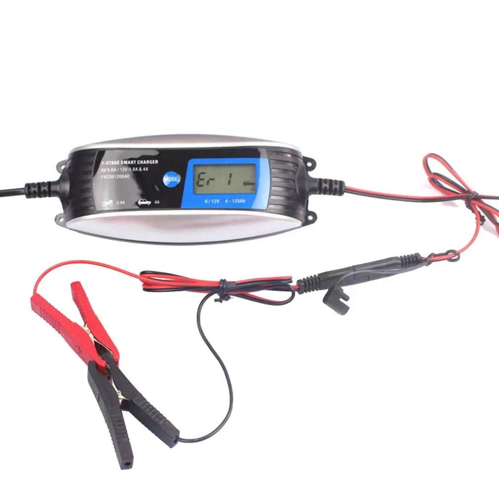 

6V 12V 0.8A 4A Motorcycle Car Battery Charger Lead Acid 7-stage Smart Waterproof Charger Automatic Charging 200*80*45mm ONLENY