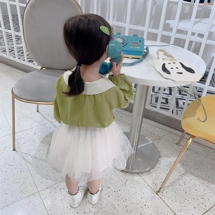 Блузка WLG для маленьких девочек детская рубашка с круглым воротником и длинным