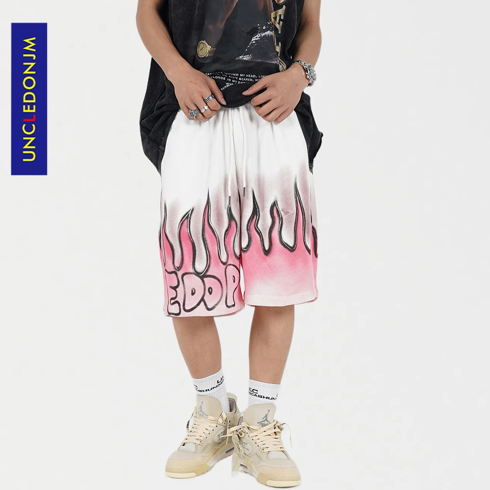 Шорты мужские с принтом пламени и пота модные Джей шорты в Корейском стиле штаны