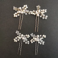 floralbride handmade wired freshwater pearls bridal hair pins wedding hair stickers set women jewelry hair accessories