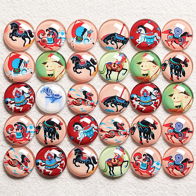 Круглые стеклянные кабошоны ручной работы с изображением лошади и единорога