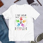 100% хлопковая футболка сторонники аутизма, футболки с графическим рисунком для мамы, папы и бойцов