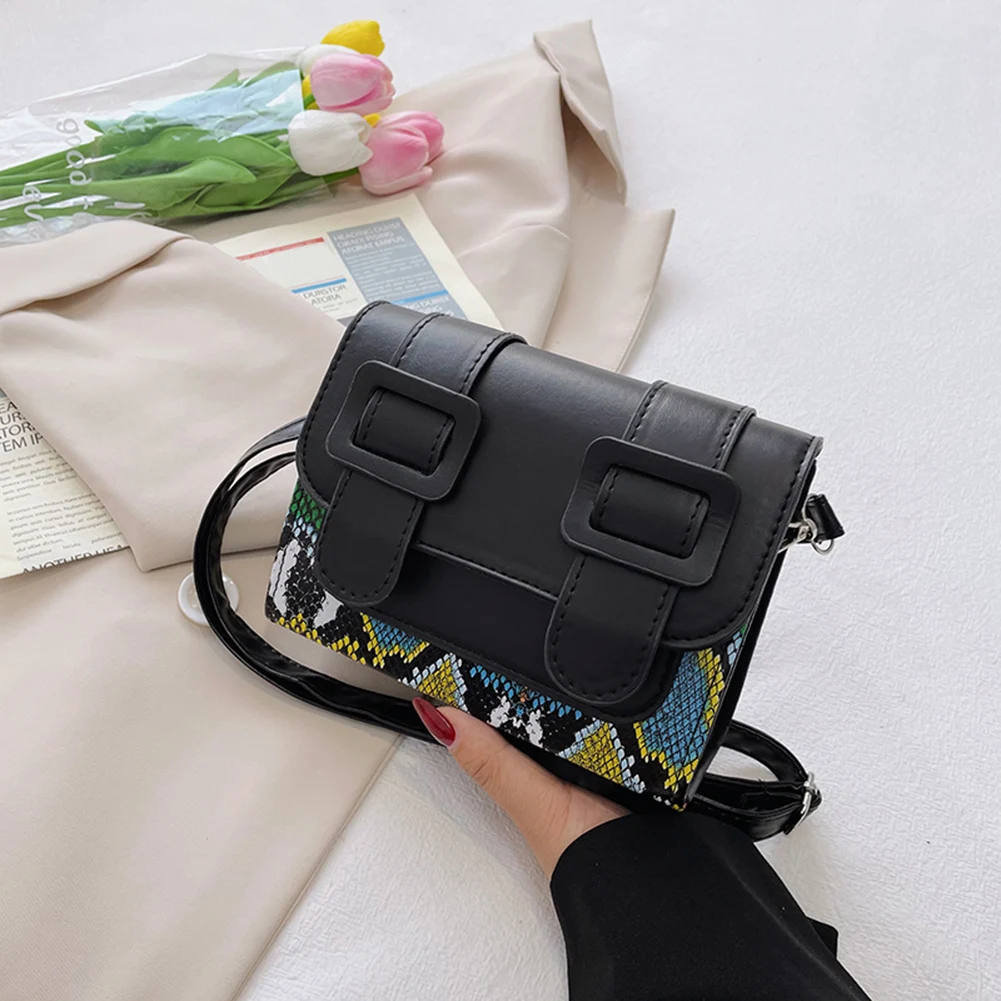 

Preppy Style Women Snake Pattern Print Crossbody Bags Casual Mini Flap Handbag Design Luxury Hand Bag Female Travel Shoulder Bag