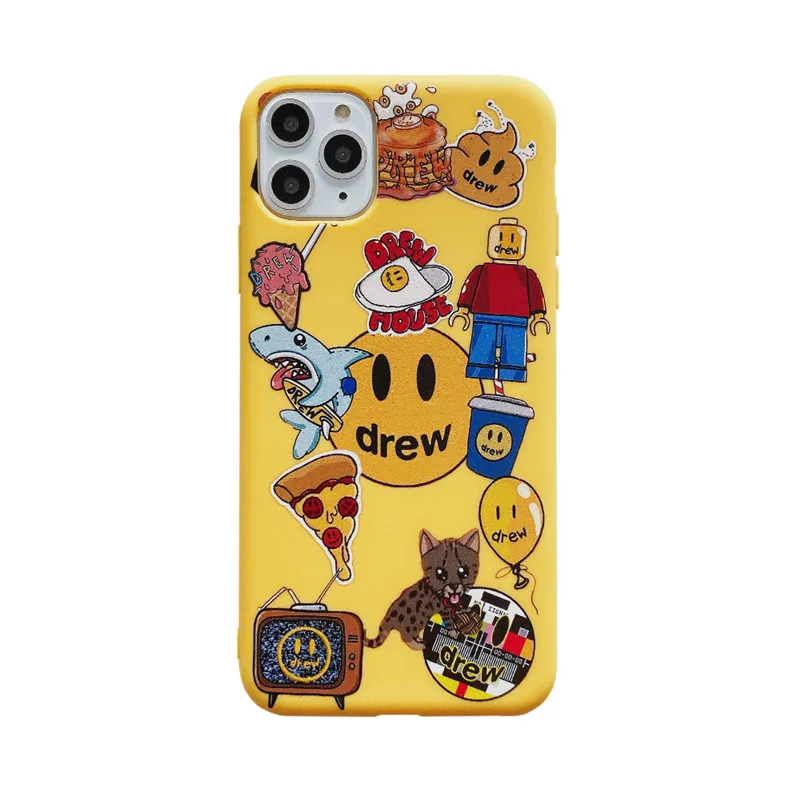 Мягкий силиконовый чехол Justine Bieber Drew House для iPhone 6S 7 8 Plus X XR 11 Pro MAX 11Pro, роскошный брендовый чехол для телефона со смайликом - Цвет: Yellow
