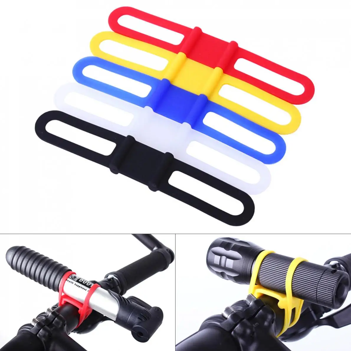 

5 Colors Bicycle Bike Elastic Silicone Strap Cycling Light Holder Flashlight Bandages Portable Fixing Goods Elastic Tie Rope