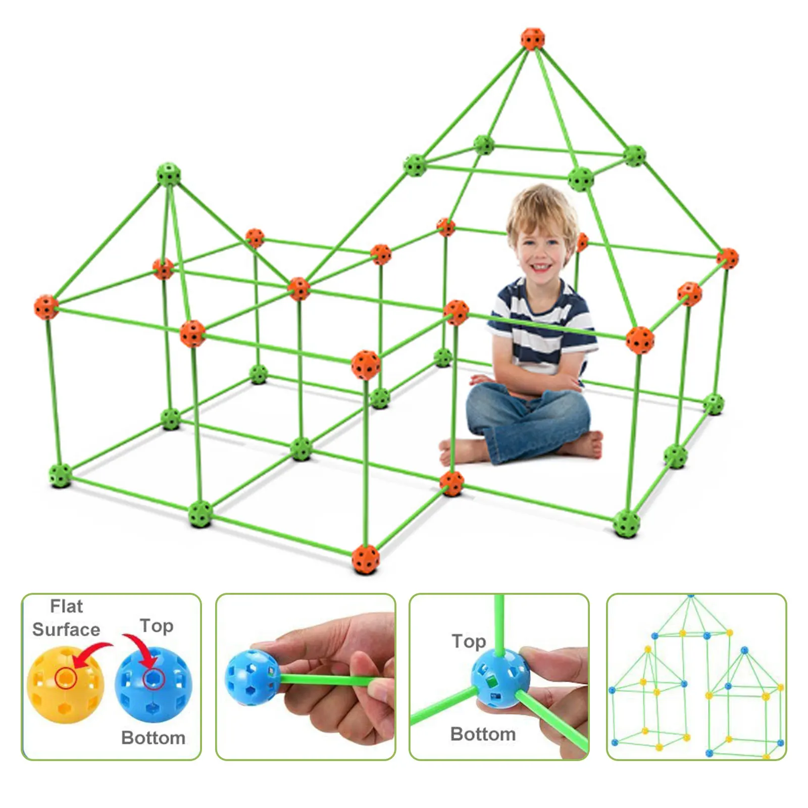 

Construction Fort Building Block Kit DIY Multicolor 3D Castles Tunnels Tents Toy Set For Children Girls Boys Build Your Own Den