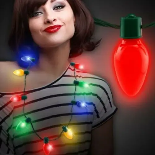 

LED Light Up Christmas Bulb Necklace Party Favors for Adults or Kids Holiday