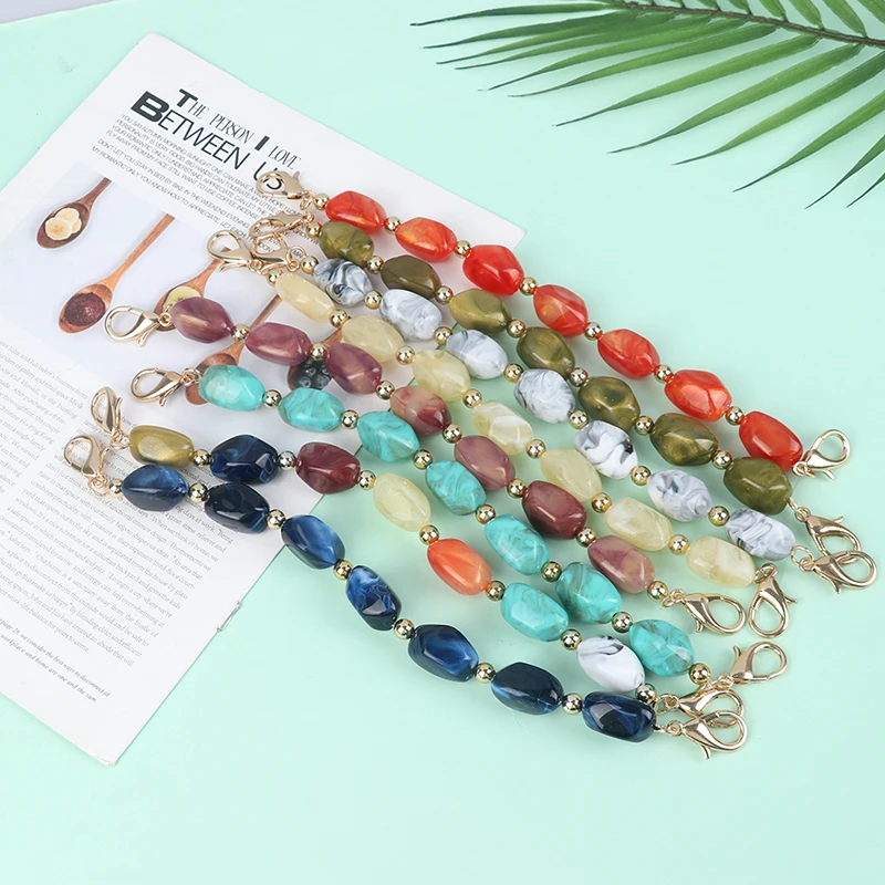 

Updating Color Super Chic Lady Resin Colored Stone Handbag Strap Girls Fashion Big Size FashionBead Wristlet Purse Bag Belt