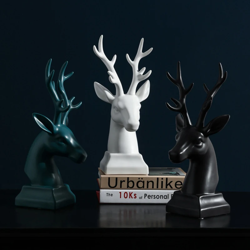 

Sculptures Deer Figurine Home Decoration Nordic Style Home Furnishings Ceramic Crafts Decorations Wedding Party Decorative Art