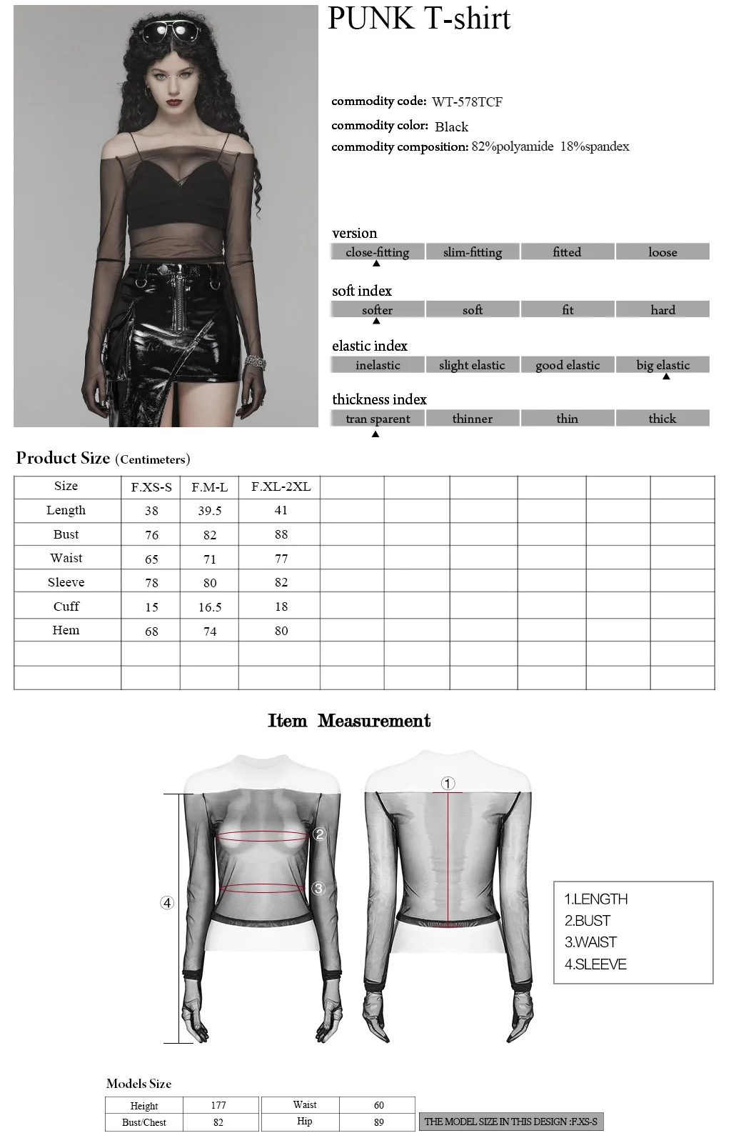 

PUNK RAVE Women Punk Rock Perspective T-shirt Off Shoulder Sexy Gothic Tops Slash Neck Tops with Gloves