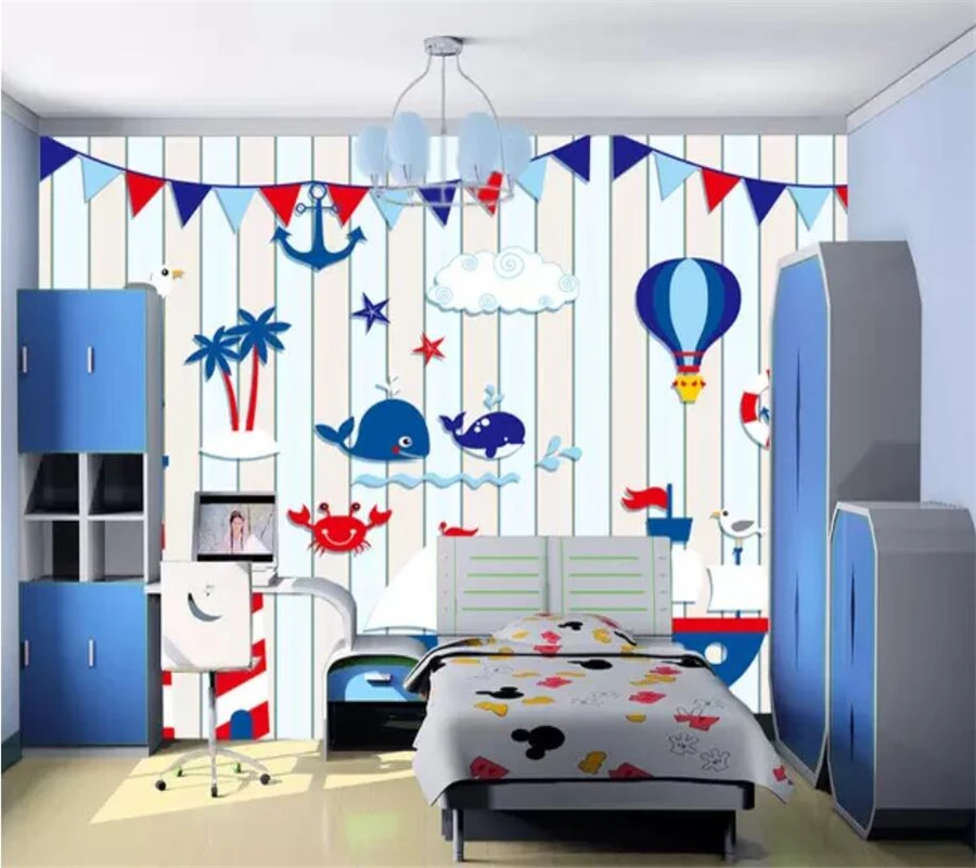 Custom Wallpaper 3D Mediterranean Travel Nautical Paper Cutting Lighthouse Living Room bedroom Hotel Backdrop wall paper 3d обои |