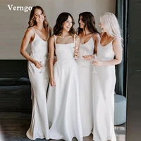 verngo vintage women white a line satin wedding dresses 3d flowers strapless straps country simple bridal gowns robe de mariage